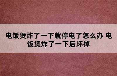 电饭煲炸了一下就停电了怎么办 电饭煲炸了一下后坏掉